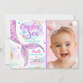 Mermaid 1st Birthday Party ONEder The Sea Mermaid Invitation (Front)