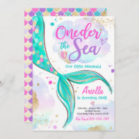 Mermaid 1st Birthday Party ONEder The Sea Mermaid  Invitation