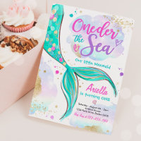 Mermaid 1st Birthday Party ONEder The Sea Mermaid  Invitation