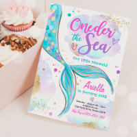 Mermaid 1st Birthday Party ONEder The Sea Mermaid  Invitation