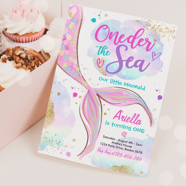 Mermaid 1st Birthday Party ONEder The Sea Mermaid Invitation (Creator Uploaded)