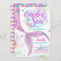 Mermaid 1st Birthday Party ONEder The Sea Mermaid Invitation