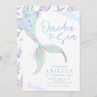 Mermaid 1st Birthday Party ONEder The Sea Mermaid Invitation