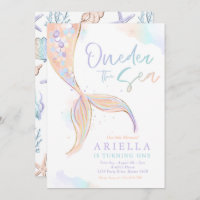 Mermaid 1st Birthday Party ONEder The Sea Mermaid  Invitation