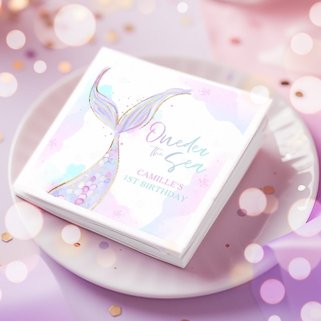 Mermaid 1st Birthday Party ONEder The Sea Mermaid Napkins (Creator Uploaded)
