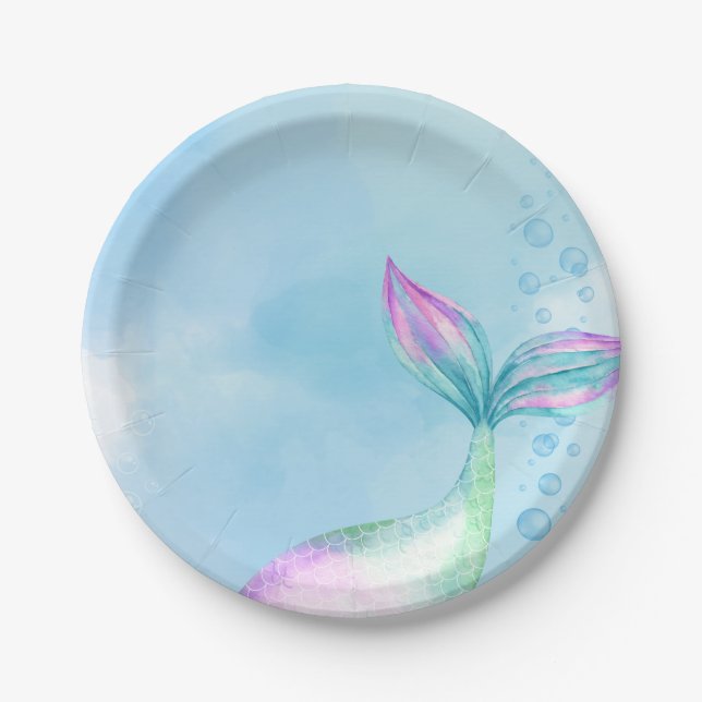 Mermaid 1st Birthday Party ONEder The Sea Mermaid  Paper Plates (Front)