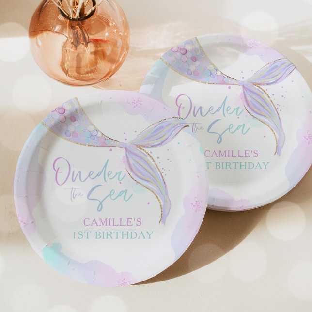 Mermaid 1st Birthday Party ONEder The Sea Mermaid Paper Plates (Creator Uploaded)