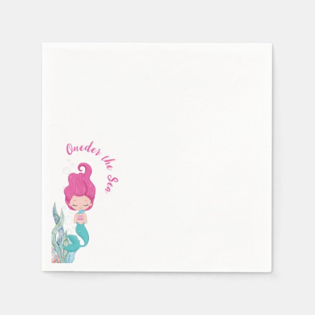 Mermaid 1st Birthday Party ONEder The Sea  Napkins (Front)