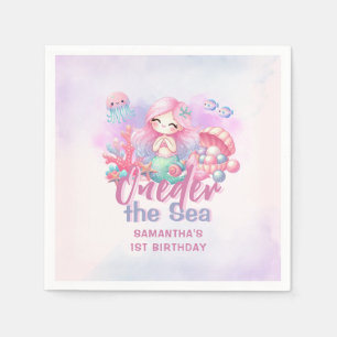 Mermaid 1st Birthday Party ONEder The Sea Napkins