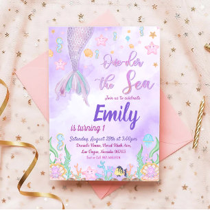 Mermaid 1st Birthday Party ONEder The Sea Party Invitation