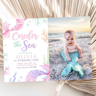 Mermaid 1st Birthday Party Oneder The Sea Photo Invitation