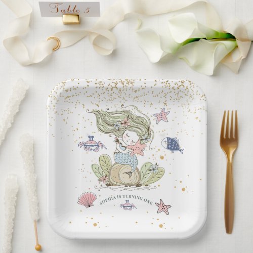 Mermaid 1st Birthday Party  Paper Plates