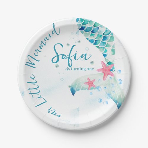 Mermaid 1st Birthday Party Pool Party Paper Plates