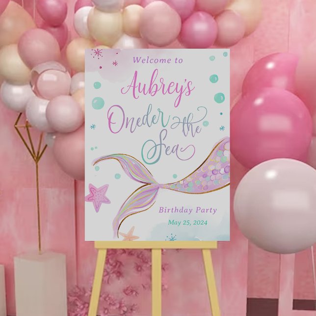 Mermaid 1st Birthday Pool Party Under the Sea  Foam Board (Creator Uploaded)