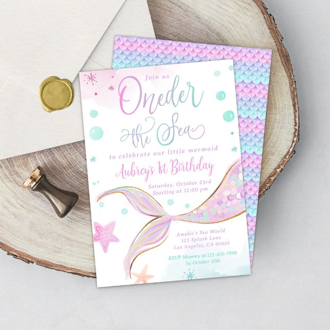 Mermaid 1st Birthday Pool Party Under the Sea  Invitation (Creator Uploaded)