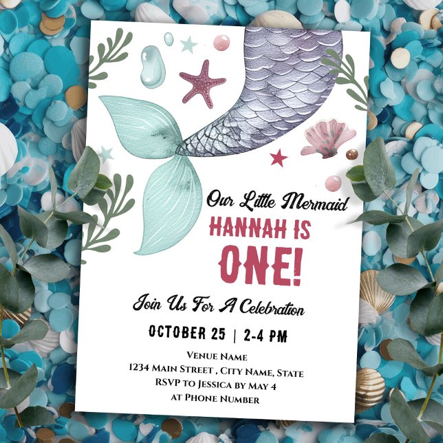 Mermaid 1st Birthday Sea Invitation (Creator Uploaded)