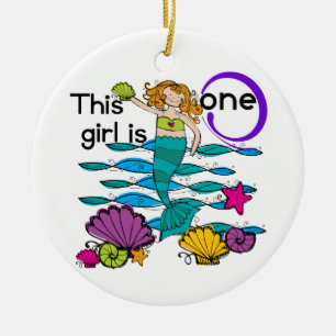 Mermaid 1st Birthday Tshirts and Gifts Ceramic Ornament