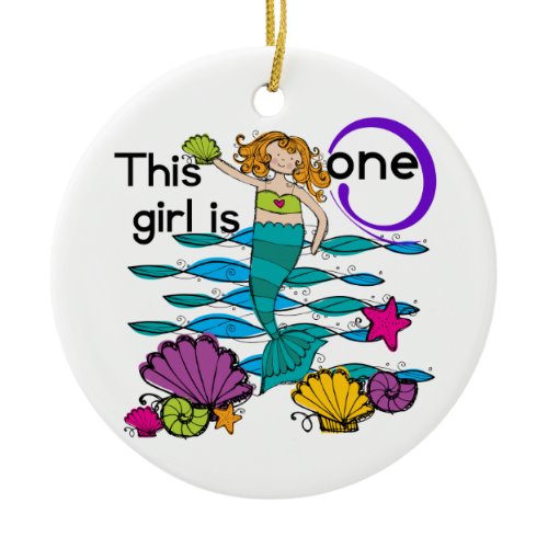 Mermaid 1st Birthday Tshirts and Gifts Ceramic Ornament