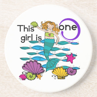 Mermaid 1st Birthday Tshirts and Gifts Coaster