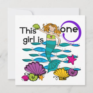 Mermaid 1st Birthday Tshirts and Gifts Invitation