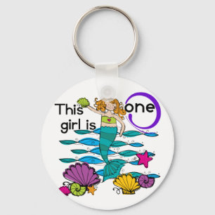 Mermaid 1st Birthday Tshirts and Gifts Keychain