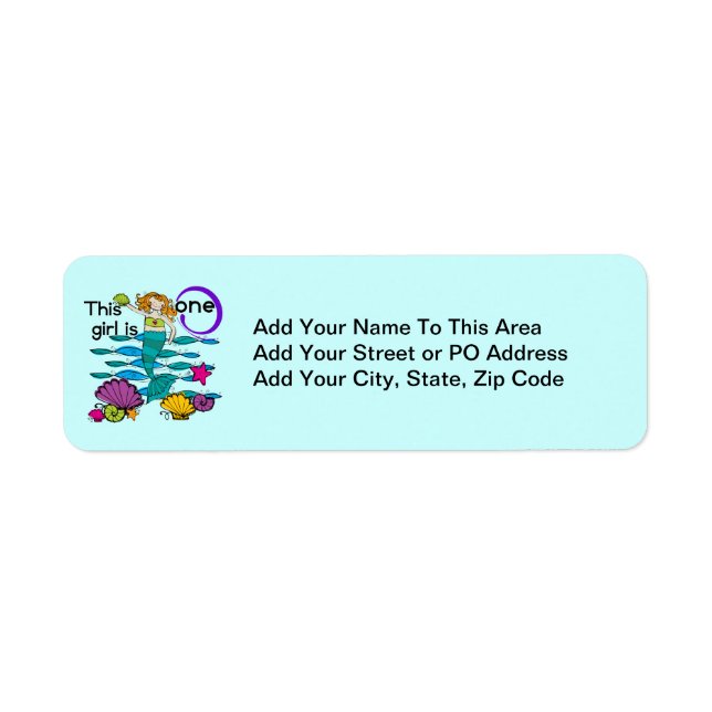Mermaid 1st Birthday Tshirts and Gifts Label (Front)