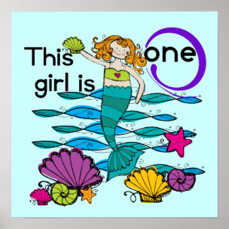 Mermaid 1st Birthday Tshirts and Gifts Poster