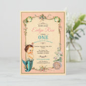 Mermaid 1st first birthday invitaion pink invitation (Standing Front)