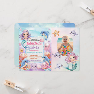 Mermaid 1st Photo Under the sea birthday Invitation