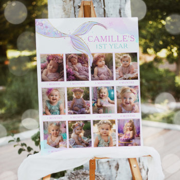 Mermaid 1st Year Photo Milestone 12 Month Photo Foam Board by PixelPerfectionParty at Zazzle