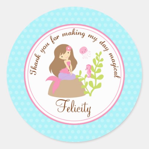 Mermaid 2inch round personalized favor tag