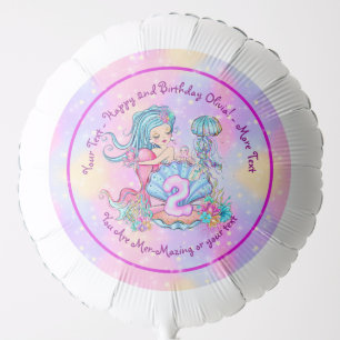 Mermaid 2nd Birthday Change Edit Text Personalize Balloon