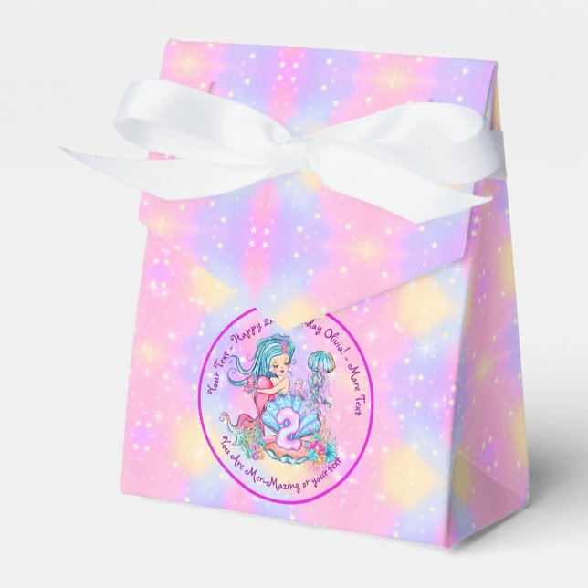 Mermaid 2nd Birthday Change Edit Text Personalize  Favor Boxes (Front Side)