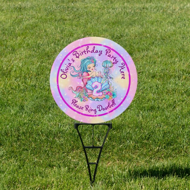 Mermaid 2nd Birthday Change Edit Text Personalize Sign (Insitu)