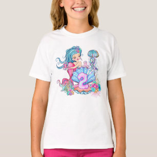 Mermaid 2nd Birthday Change Edit Text Personalize T-Shirt