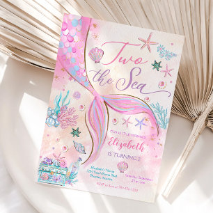 Mermaid 2nd Birthday Party Invitation