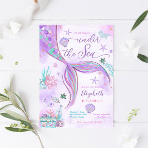 Mermaid 2nd Birthday Party Invitation