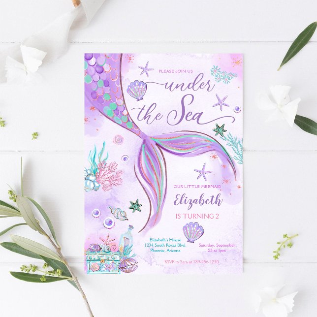 Mermaid 2nd Birthday Party Invitation (Creator Uploaded)