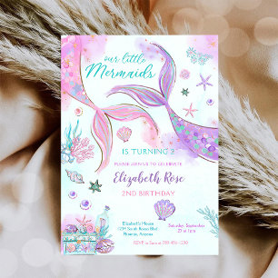 Mermaid 2nd Birthday Party Invitation