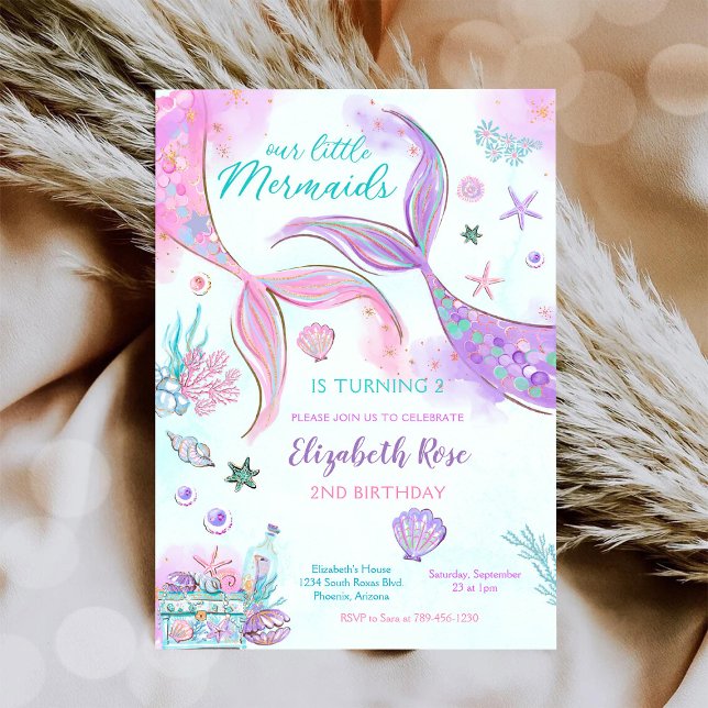 Mermaid 2nd Birthday Party Invitation (Creator Uploaded)