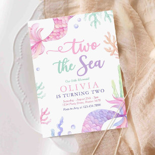 Mermaid 2nd Birthday Party Two The Sea  Invitation