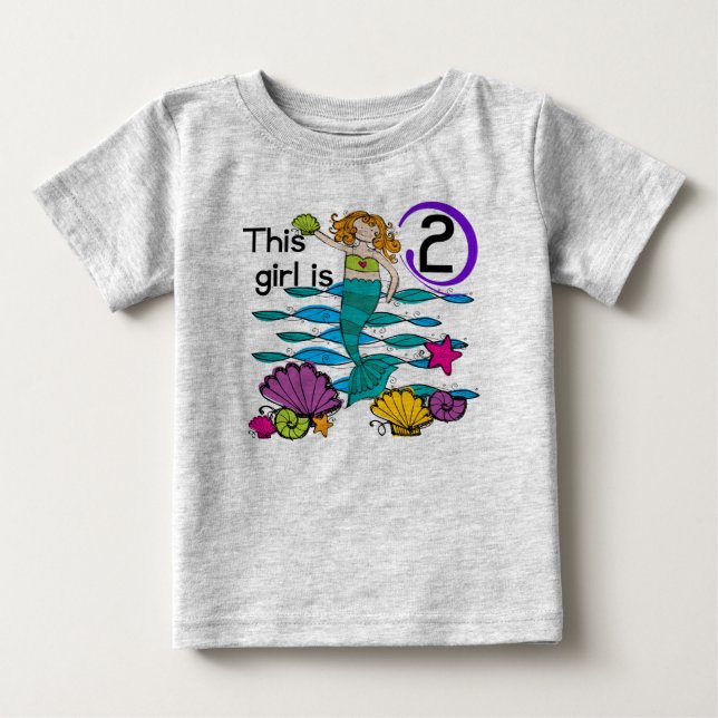 Mermaid 2nd Birthday Tshirts and Gifts (Front)