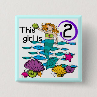 Mermaid 2nd Birthday Tshirts and Gifts Button