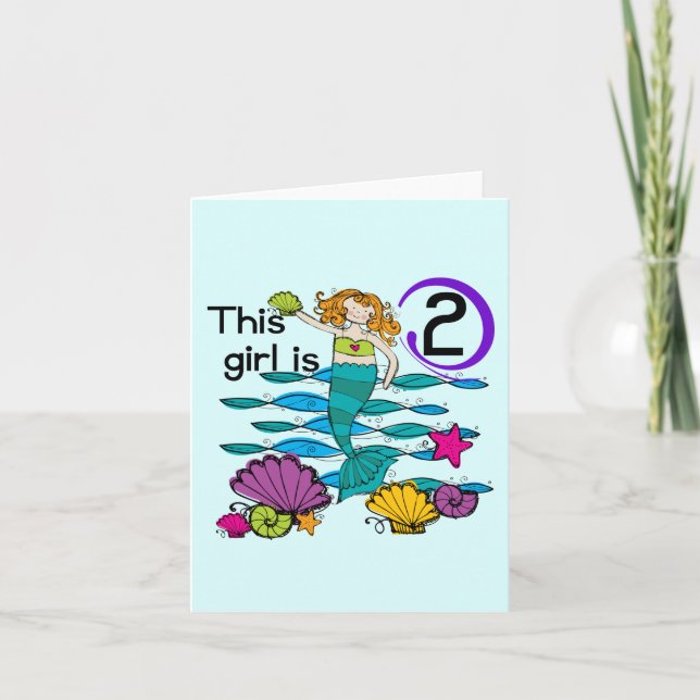 Mermaid 2nd Birthday Tshirts and Gifts Card (Front)