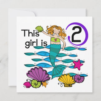 Mermaid 2nd Birthday Tshirts and Gifts Card