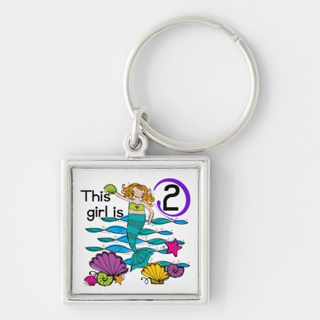 Mermaid 2nd Birthday Tshirts and Gifts Keychain (Front)