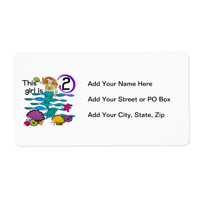 Mermaid 2nd Birthday Tshirts and Gifts Label (Front)
