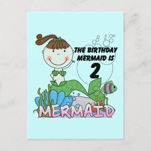 Mermaid 2nd Birthday Tshirts and Gifts Postcard