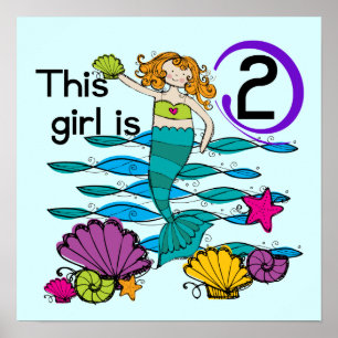 Mermaid 2nd Birthday Tshirts and Gifts Poster
