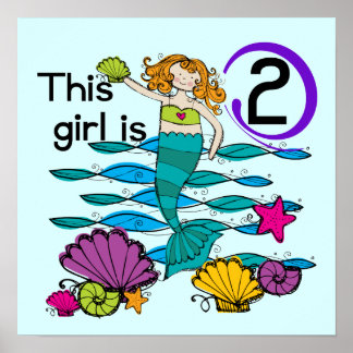 Mermaid 2nd Birthday Tshirts and Gifts Poster